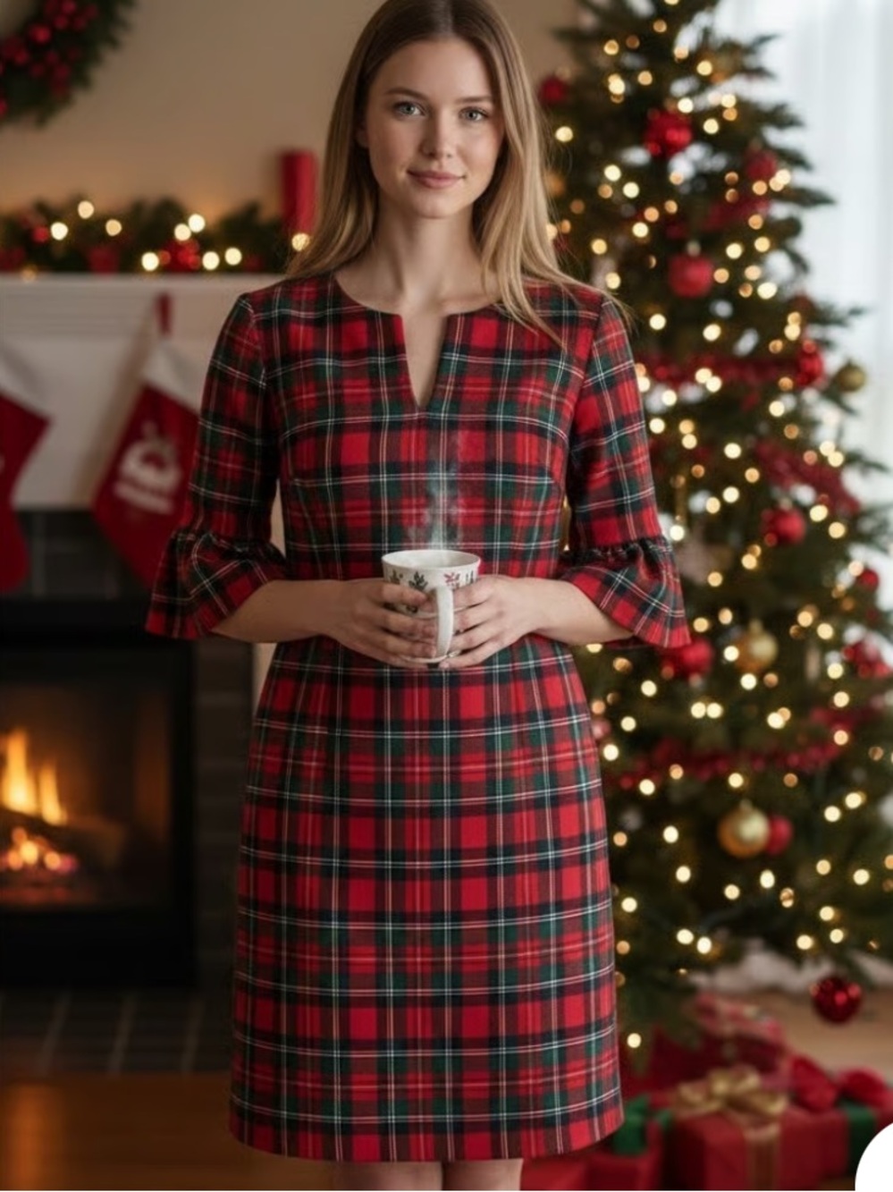 Vineyard Vines Greenwich Flutter Sleeve Plaid Dress – Size 10